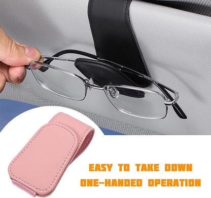 Sunglasses Holder for Car Visor, Microfiber Leather Magnetic Sun Visor Eyeglasses Hanger & Ticket Card Clip, Multi-Function Automotive Interior Glasses Mount, Universal Fit (Pink) - Image 4