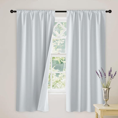 RYB HOME White 100% Blackout Curtains for Bedroom Living Room | Thermal Insulated, Heat & UV Blocking, Total Room Darkening, Privacy, Drapes for Cafe, W42 x L72, 2 Panels by RYBHOME