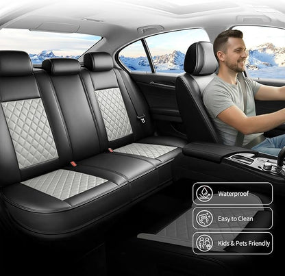 Fit Canyon Car Seat Covers for GMC Canyon 2015-2025 2026 - Luxury Leather, Anti-Slip, All-Weather Seat Cushions, Waterproof & Breathable, Airbag Compatible, Full 5-Seat Set (Gray) - Image 5