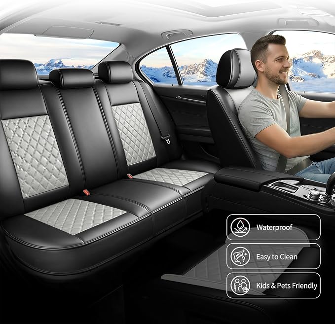 for Subaru Crosstrek 2016-2026 Car Seat Covers, Full Set, Gray | Luxury Full Coverage Leather Seat Protectors, Waterproof Breathable, Non-Slip, Easy to Install, Airbag Compatible, All-Season - Image 5