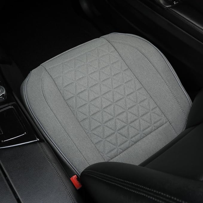 West Llama Linen Front Car Seat Cover Protector Anti-Slip Bottom Seat Cover Fits 95% of Vehicles,Wrapping Around The Bottom,Triangular Pattern(Gray-2Pcs) - Image 9