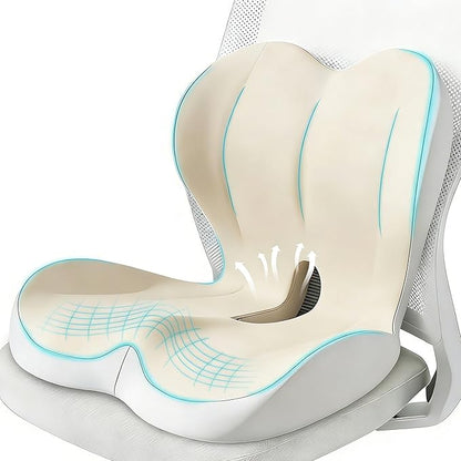 Seat Cushion for Office Chair, Ergonomic Cushion with Lumbar Support Pillow | Orthopedic Memory Foam Coccyx Cushion for Tailbone & Sciatica Pain Relief, Ideal For Office Chairs, Car Seats, Wheelchairs by Unknown