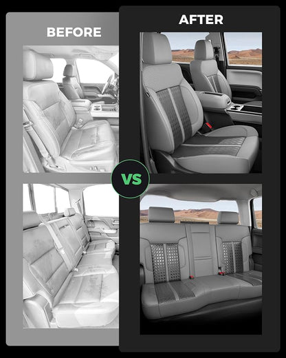 RIDEPOSH Custom Fit Seat Covers for Sierra/Silverado 1500 2014-2018 CrewCab | Fits 2500/3500HD 2015-2020, no Rear Armrest/Seatback Storage, Faux leather, Protective, Scratch-resistant, Easy-clean - Image 7