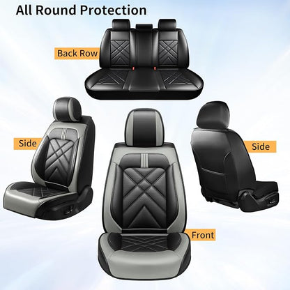 Optima Car Seat Covers Fit for Kia Optima 2002-2020, Premium Full Coverage Leather Automotive Seat Protectors, All Seasons Waterproof Breathable, Airbag Compatible, Full Set Seats, Black Gray - Image 8