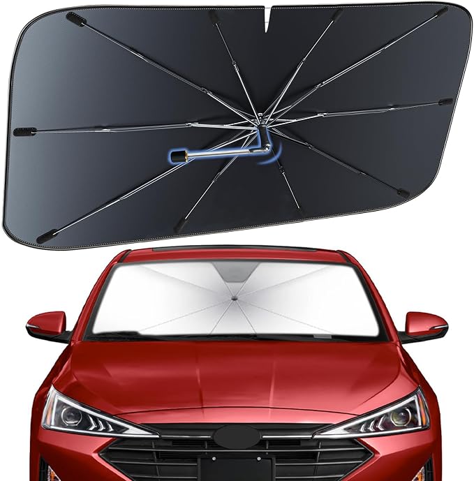 Windshield Sun Shade Umbrella for Hyundai Elantra 2017-2020 Front Window | Heat-Reflective Window Shade, Umbrella Sunshade Cover Blocks Heat, Protects Interior, Vehicle-Specific Precision Fit by Fshaanys