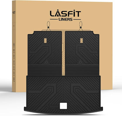 LASFIT Cargo Mat for Volkswagen VW Atlas 2018-2026(Not fit Cross Sport), All Weather TPE Custom Fit Trunk Mat & Seatback Mat for VW Atlas 6&7 Seats Accessories, Black, Easy to Clean by LASFIT