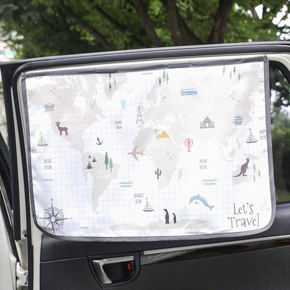 Magnetic Car Sun Shade Curtain for Side Window – Sun Blocker and UV Protector for Baby, Kids, and Pets – Universal Fit with Built-in Magnets for Steel-Framed Door (WorldTravel) by Unknown