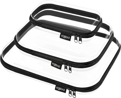 YQBRAO Clear Hard Shell Organizer Cases, 3-Pack, Black | Large, medium & small clear organizers in rigid PET for travel, office, tech and everyday organization by Unknown