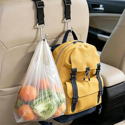 Car Seat Headrest Hooks, 4-Pack | Heavy Duty Metal, For Purses, Handbags & Grocery Bags, Universal Car Storage Organizer, Fits Most Vehicles - Image 3