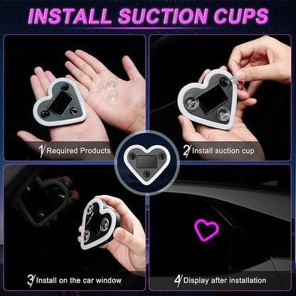 iFunyLED Heart-Shaped Solar Powered Car LED Interior Ambient Light, Wireless Lamp with 5 Lighting Modes, Dual Charging & Dual Sensor Design, Cute Car Accessories Gift for Women, Pack of 1 (Pink) - Image 4