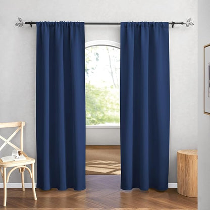 RYB HOME Blackout Curtains for Bedroom Living Dining Room 84 inches Long | Privacy Protection, Thermal Insulated, Sunlignt Heat Blocking, Drapes for Nursery Rental Room, W42 x L84, Navy Blue, 2 Panels - Image 2