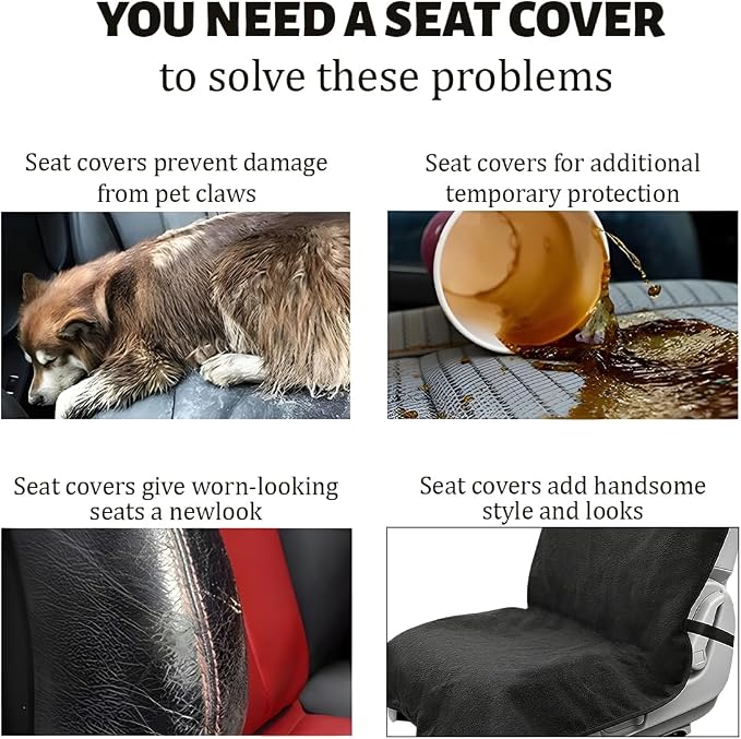 Car Towel Seat Cover, Waterproof Non-Slip Automotive Towel Protective Cover, Sweat-Proof Machine Washable Removable Carseat Vehicle Front Seat Mat Protector, Universal Fit (Black) - Image 6