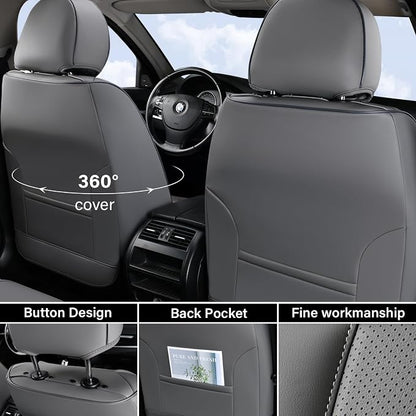Coverado Car Seat Covers, Front Seat Cover, 2 Pack Waterproof Nappa Leather Seat Covers for Cars, Car Seat Protectors, Driver Seat Cover, Automotive Seat Covers Universal Fit for Most Cars, Gray - Image 3