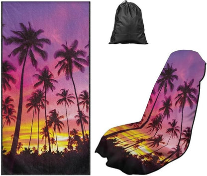 Horeset Sunset Palm Tree Silhouette Car Seat Towel Cover – Soft & Breathable Seat Protector, Multi-Use for Beach Outdoor Activities, Universal Fit for SUV Truck Sedan Van - Image 5