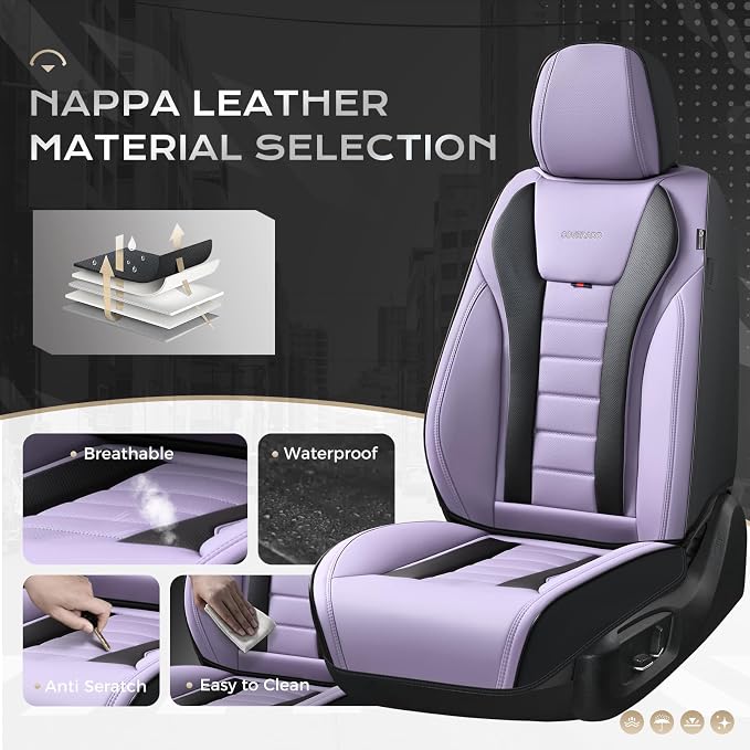 Coverado Car Seat Covers Full Set, Seat Covers for Cars, Front Seat Covers and Back Seat Cover Waterproof Leather Automotive Seat Cover, Universal Car Interior Protectors Cushion for Most Cars - Image 2