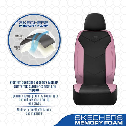 Skechers Memory Foam Seat Covers,Leather Car Seat Covers, Ultimate Comfort & Support Seat Covers Full Sets Airbag Compatible, Automotive Universal Fit Most for SUVs, Vans, Sedans, Cars, Trucks,Pink - Image 4