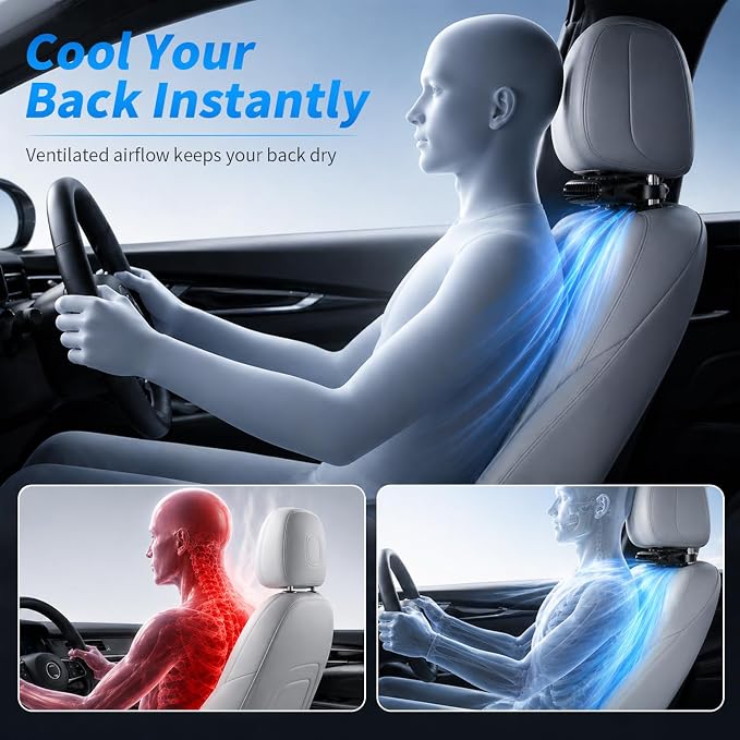 2PCS New Upgraded Car Seat Fan that Blow Cold Air for Backseat Rear Facing Headrest Cooling Fan for Car Portable Carseat Usb Car Vent Extender for Baby Small Mini Rechargeable Cooler Head Rest (Black) - Image 3