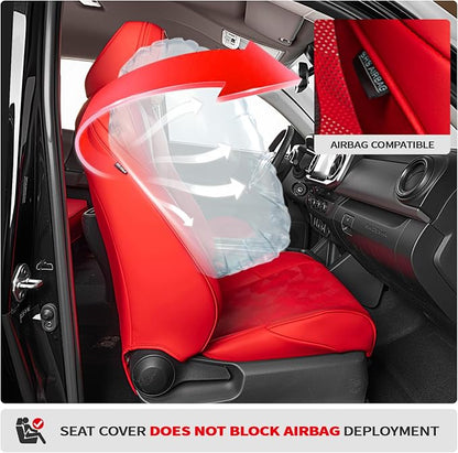 Custom Fit Car Seat Covers for Tacoma 2024-2026 4th Gen, Red Camo | Waterproof Leather Car Seat Covers Full Set, Full Coverage Protection, Airbag Safe, Factory Style Upgrade, Gas Only - Image 3