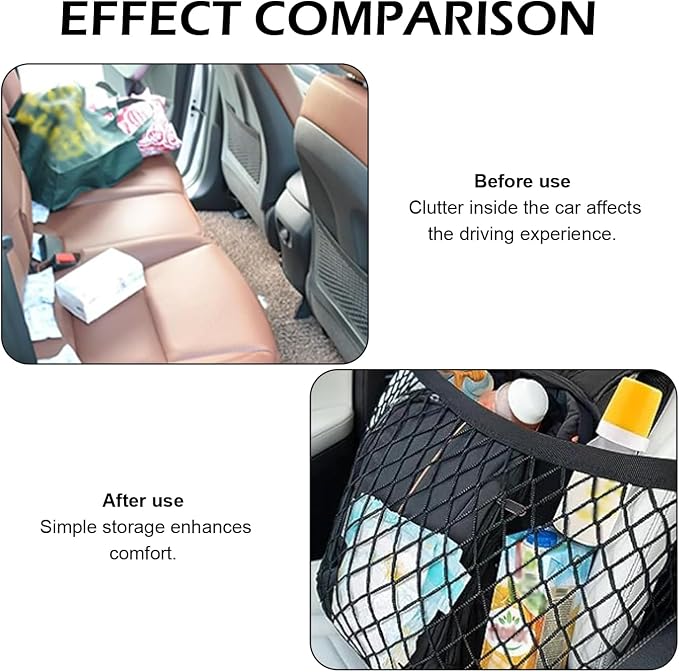 Car Seat Organizer Net, Versatile High Elastic Storage Net with Adjustable Buckle, Passenger Seat Mesh Purse Holder, Universal for Most Cars (Black) - Image 5