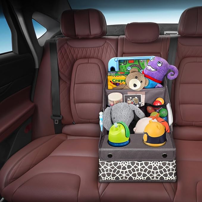 MULISOFT Car Seat Organizer - Backseat with 11 Compartments, 2 Cup Holders, and 2 Oversized Side Pockets for Travel and Storage | Made from durable Oxford fabric with a waterproof surface, anti-slip buckles, and a foldable design for easy storage. - Image 7