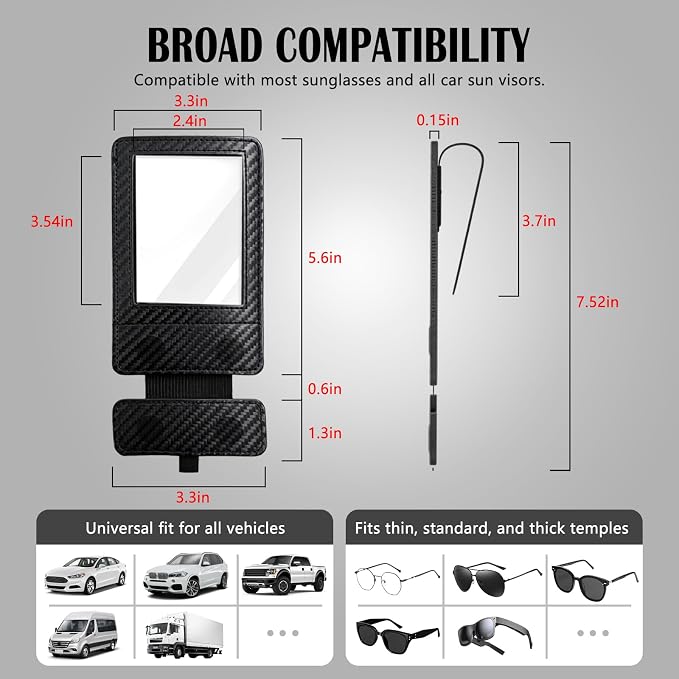 Magnetic 2-in-1 Sunglass & Photo Holder for Car Visor, Leather Anti-Slip No-Fall No-Slide, Fits SUV Truck RV - Image 4