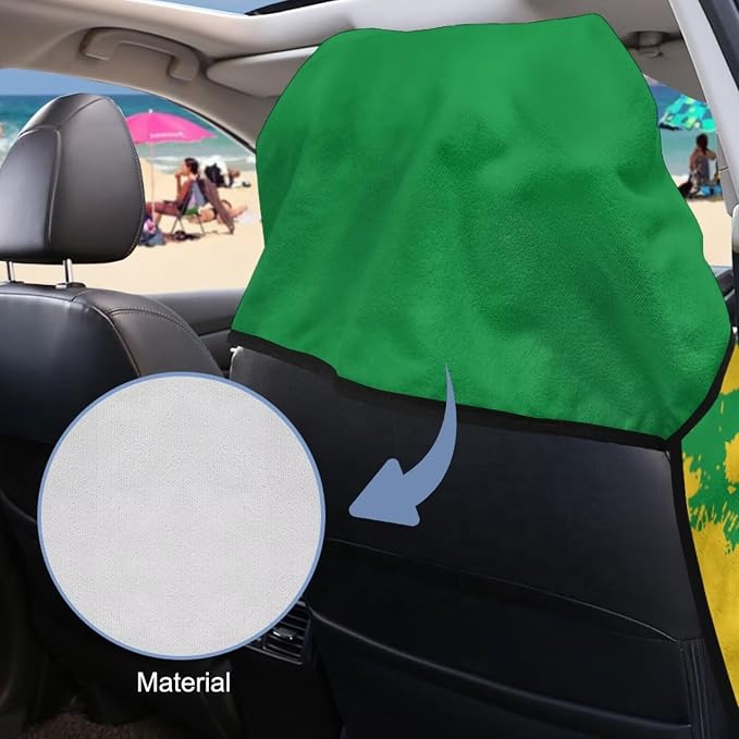 SEANATIVE Jamaican Flag Print Car Seat Towel Covers - Breathable Sweat Absorbing Automotive Seat Protectors for Gym, Camping & Pet Transport (Fits SUV/Truck) - Image 6