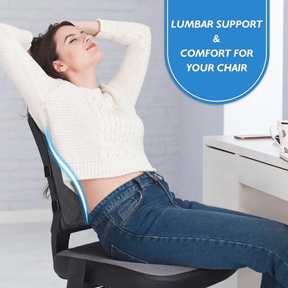 Lumbar Support Pillow for Office Chair, Back Support, Memory Foam, Grey | Improve Sitting Posture & Back Pain Relief. Lumbar Pillow Fits Office, Gaming & Car Chairs with Adjustable Dual Straps - Image 7