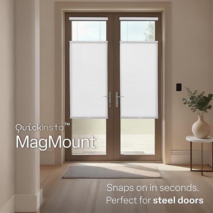 REGAL estate Magnetic Top Down Bottom Up Door Shades, White, 25 x 72 in | Strong-hold MagMount, Thermal insulation, Adjustable privacy for steel doors, Light filtering, Cordless cellular shade - Image 2