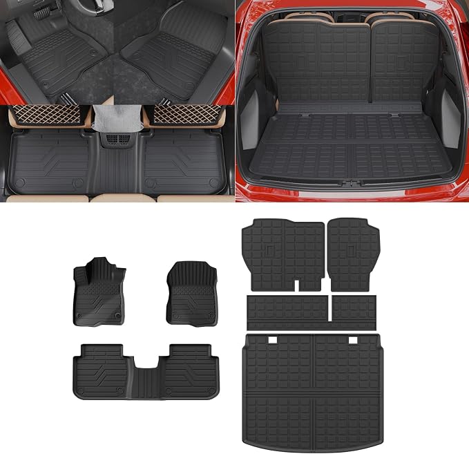 Floor Mats Set for 2023 2024 2025 2026 Honda CRV Hybrid | with Upper Deck Trunk Mat Cargo Liner TPE All Weather Back Seat Cover CR-V Accessories by Thinzyou