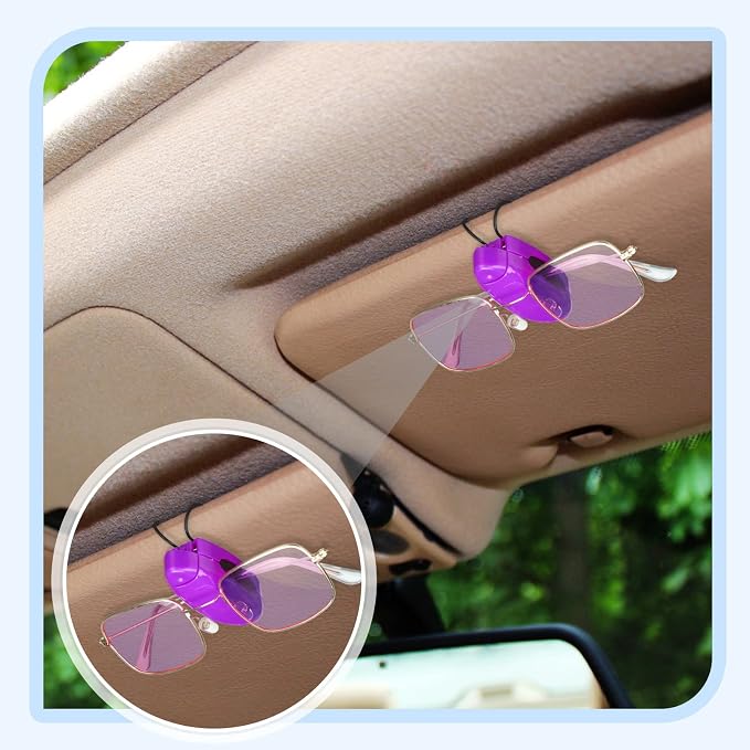 Frienda 5 Pcs Sunglasses Holder for Car Sun Visor Clip,Bright Color | Visor Clips for Eyeglasses, Securely Holds Glasses, Ticket Card Holder, Metal Shell Spring Clip, For Women Men Drivers - Image 2