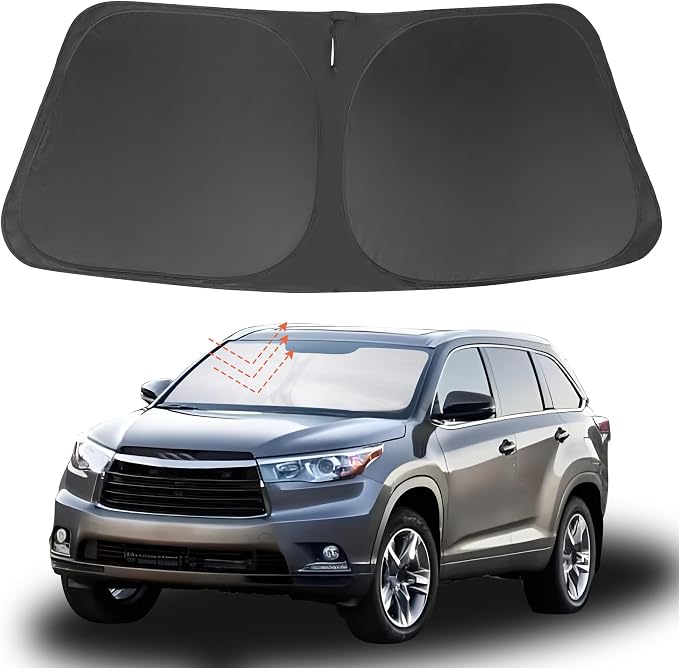 Front Windshield Sun Shade Foldable Car Front Window Sun Shade Windshield Shade Custom Fit for 2014-2019 Toyota Highlander Block UV Rays Accessories Heat Keep Cooler by FannycCargoCover
