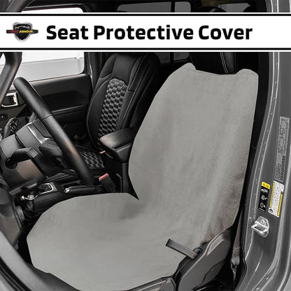 Seat Armour Gray Car Seat Towel Cover – Soft, Machine Washable & Absorbent Seat Protector – Quick Install, Multipurpose Vehicle Seat Cover for Workout, Beach, Travel – Universal Fit - Image 2