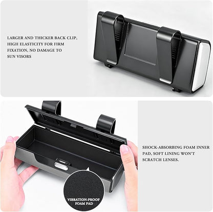 Sunglass Holder For Car Visor,Button-Open Sunglass Case For Car Visor,Car Sunglass Holder With Card Storage Function Suitable For Truck And Sedan To Place Sunglass (Gray) - Image 5