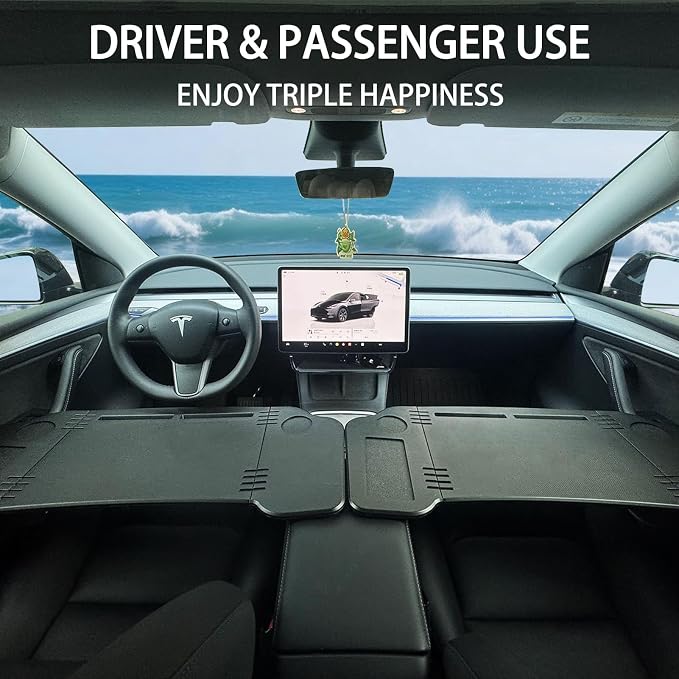 Foldable Car Desk for Tesla Model Y Model 3 Car Food Tray | Car Desk for Laptop | Car Tray Tesla Table | Steering Wheel Tray Table | Multipurpose Travel Car Accessories - Image 5