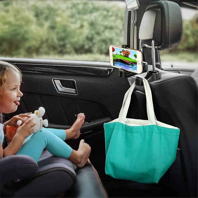 TOOVREN Upgraded 6 Pack Car Headrest Hidden Hook 2 in 1 Car Seat Hooks with Phone Holder for Purse, Backpacks,Toys,and Even Bottle Storage Organizer (Silver) - Image 4