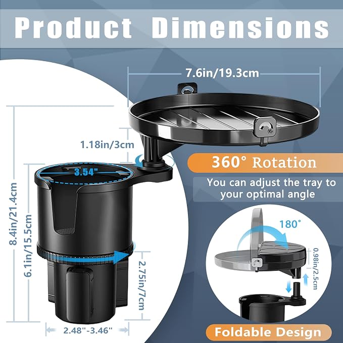 SAMPUSS 2-in-1 Car Cup Holder Tray Car Food Tray Car Table Car Seat Tray | 2-in-1 function foldable and detachable function 360°rotation road trip essentials car accessories interior - Image 5