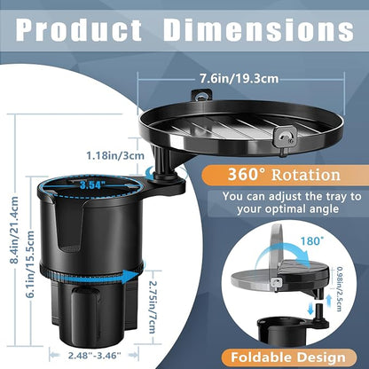 SAMPUSS 2-in-1 Car Cup Holder Tray Car Food Tray Car Table Car Seat Tray | 2-in-1 function foldable and detachable function 360°rotation road trip essentials car accessories interior - Image 5
