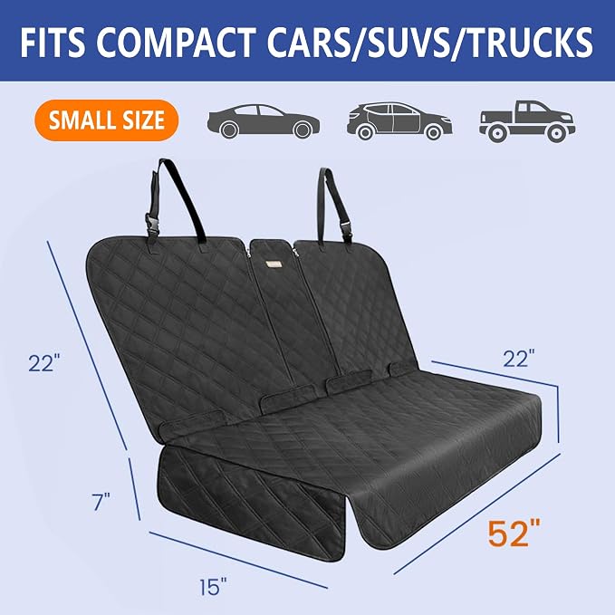 ALLANSING Back Seat Cover for Compact Cars and SUVs Rear Split Bench - 900D Oxford Waterproof Non-Slip Car Seat Protector for Messy Kids & Drooling Dogs, Easy Clean(Black) - Image 6
