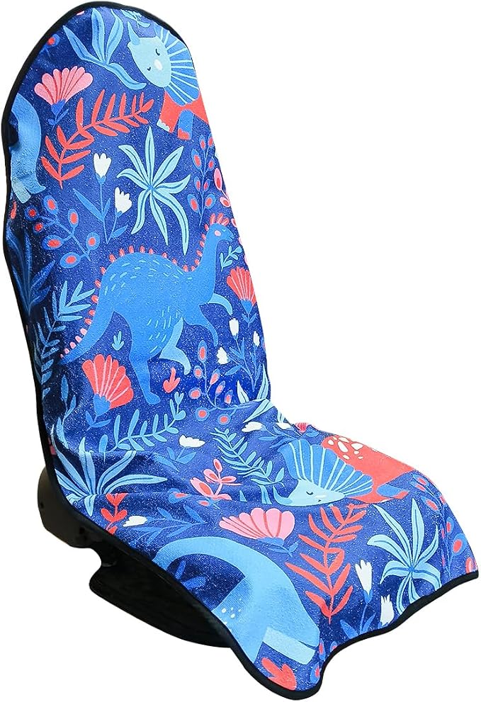 Waterproof Sweating Car Seat Cover for Post Gym Workout, Running, Swimming, Beach and Hiking, Universal Fit Non-Slip Bucket Seat Protector for Cars SUV Trucks, Machine Washable (Dinosaur) by DECKALY