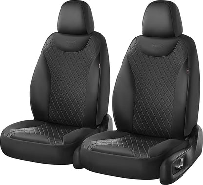 Coverado Front Seat Covers, Black Leather Car Seat Covers 2-Pack, Waterproof Car Seat Protectors, Automotive Seat Covers, Driver Seat Covers Universal Car Seat Cushions Fit for Most Sedan, SUV, Truck - Image 7