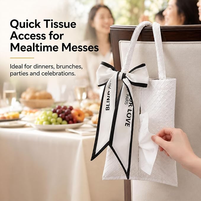 Hanging Faux Leather Tissue Box Holder for Car or Travel, Napkin, Desk RV | Tissue box suitable for hanging or placing flat,keeps napkins easy to reach in car,tents,desks or picnic setups.Party ready - Image 4
