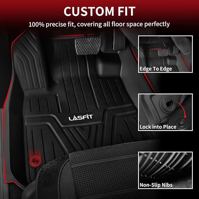 LASFIT Floor Mats for Honda CR-V 2023-2026 (Gasoline & Hybrid & e:FCEV) | All Weather Custom Fit Anti-Slip TPE Floor Liners 1st & 2nd Row & Cargo Liner (Upper Position), Full Set - Image 2