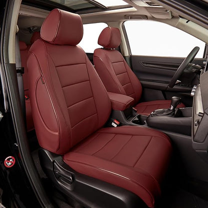 EKR Car Seat Covers for Honda HRV 2019-2022,Leatherette Full Set | Custom Fit for Honda HRV Sport/EX/EXL/Touring 2019-2022 Full Wrap,Waterproof Pet-resistant,Faux Leather(Burgundy) by EKR