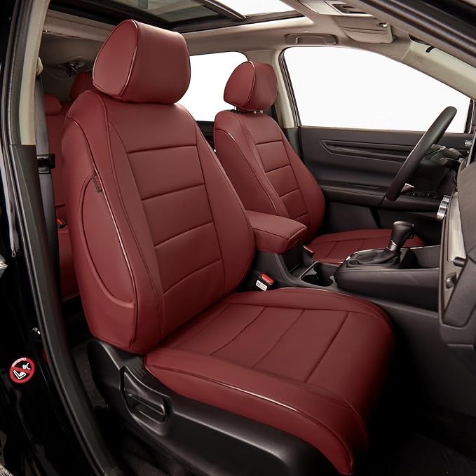 EKR Car Seat Covers for Honda CRV 2015-2016 Leatherette Full Set | Custom Fit for Honda CRV 2015 2016 Full Wrap,Airbag Compatible,Waterproof Pet-resistant,Faux Leather(Burgundy) by EKR