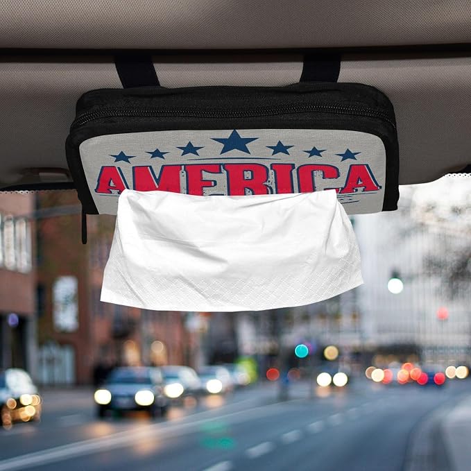 Car Tissue Holder Car Napkin Holder Tissue Box Dispenser Storage Case Sun Visor Mask Holder Accessories with Adjustable Straps Reusable Refillable USA Patriotic 1776 - Image 6