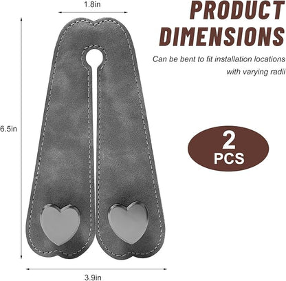 2 PCS Car Seat Headrest Hook, Cute Heart Shape Auto Seat Back Storage Hanger, Suede Double Headrest Purse Hooks Storage Organizer for Most Vehicles, Car Accessories (Gray) - Image 2