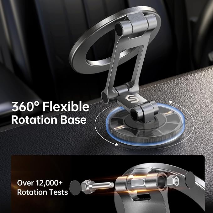 Syncwire Fits MagSafe Car Mount Magnetic Phone Holder for Dash and Tesla | Strong Magnets, All Metal, Flexible 3 Axis, 360° Rotation, Dashboard and Screen Support, For iPhone 17 16 15 14 Pro Max - Image 2