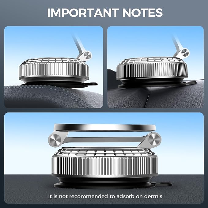 Metal Magnetic Car Phone Holder for Magsafe Phone, Silver | 360° Adjustable Car Phone Mount, Suction Cup Phone Holders for Your Car for iPhone 17-12 Pro Max Air Plus & Android - Image 7