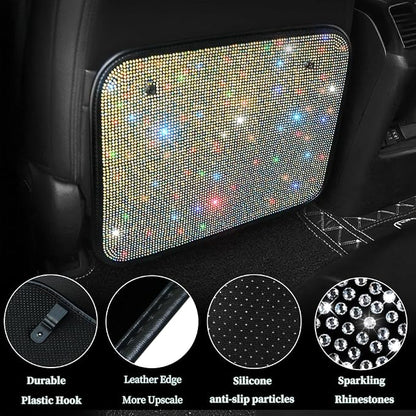 Car Seat Back Protectors with Crystal Rhinestones, Bling Bling Kick Mats Protector，Universal Fit Sparkling Diamond Automotive Interior Protectors for Girls Color 2Pcs - Image 2