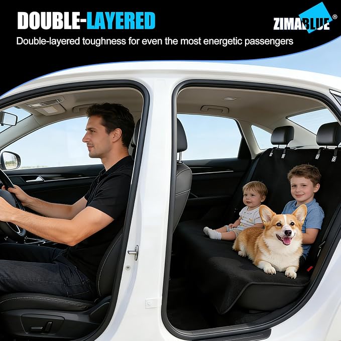 ZIMABLUE Waterproof Towel Rear Seat Cover for Cars, SUVs, Trucks & Sedans, Heavy Duty Sweat Towel Back Seat Protector for Post-Gym, Beach, Dogs & Kids, Machine Washable, Non-Slip, Black, 55" x 59" - Image 5